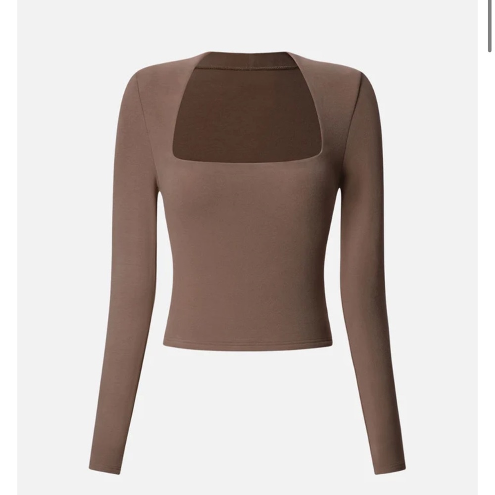 OGL Brushed Tapered Square Neck Long Sleeve Top